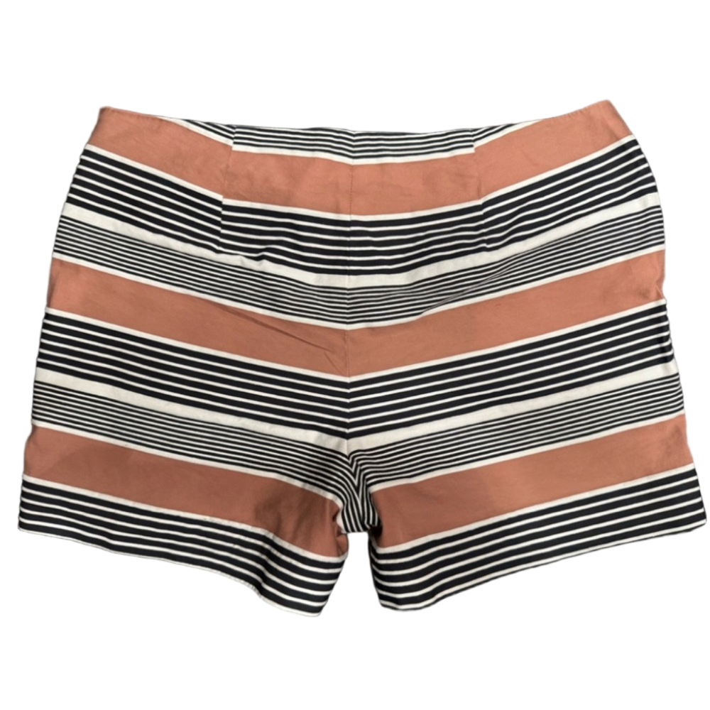 LOFT Striped High Rise Shorts Black White Dusty Rose/Pink Size 6